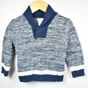 Blue and cream mixed knit sweater 18-24m